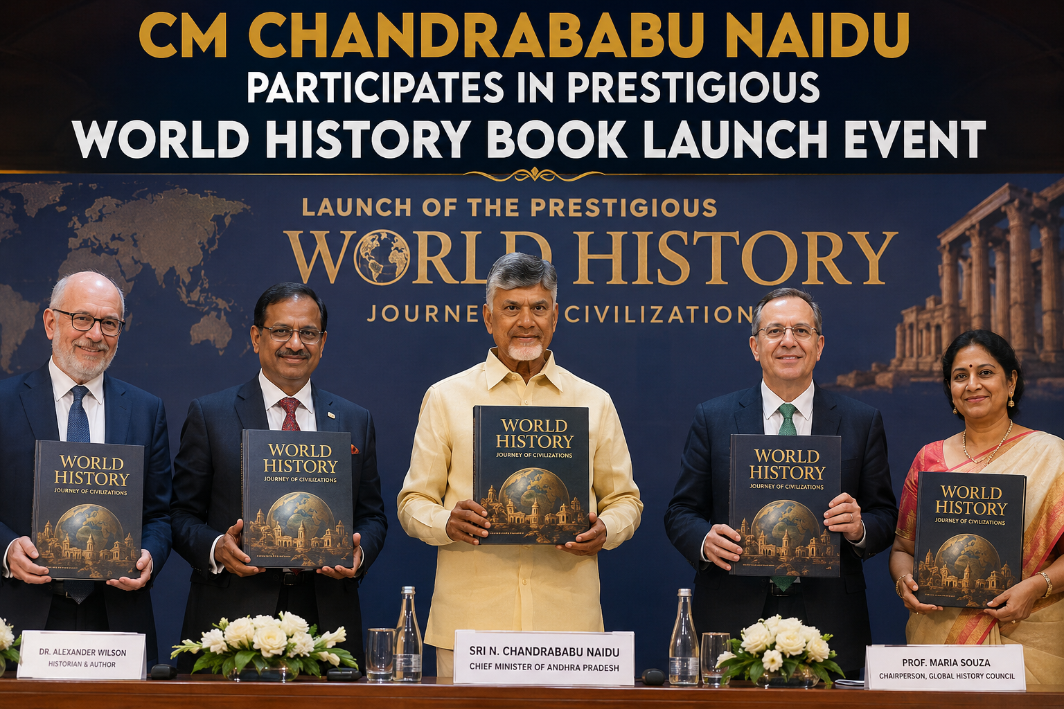  CM Chandrababu Naidu Participates in Prestigious World History Book Launch Event